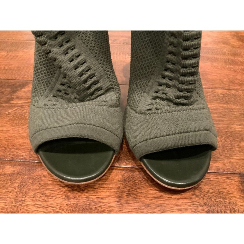 Gianvito Rossi Knit Vires Green 5 Star Knit Fabric Peep Toe Booties, Size 8 / 38 - Picture 4 of 10